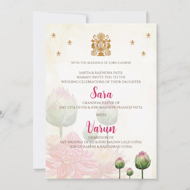 Digital Hindu Wedding card Indian wedding card (Front)