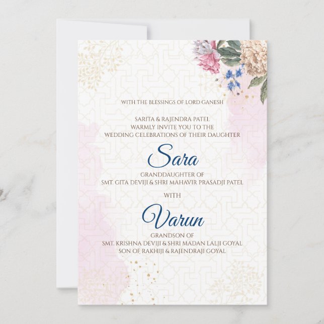 Digital Hindu Wedding card Indian wedding card (Front)
