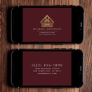 Digital Home Building Construction Red Business Card