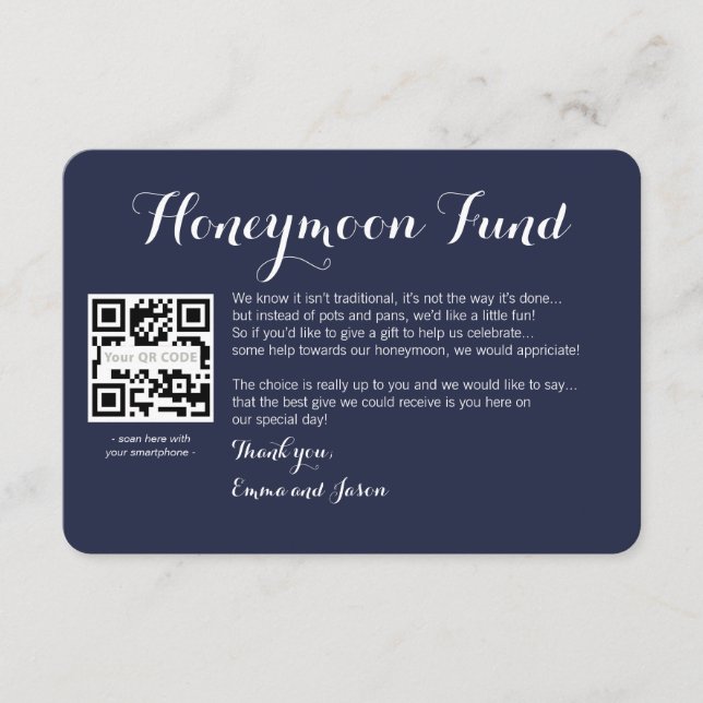 Digital Honeymoon fund request wedding Enclosure Card (Front)