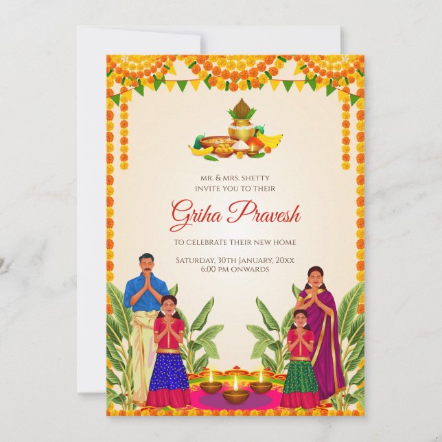 Digital Housewarming invite & Gruhapravesam invite (Front)
