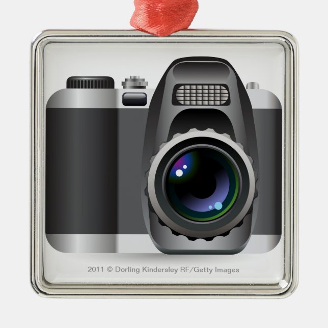Digital illustration of digital camera metal ornament (Front)