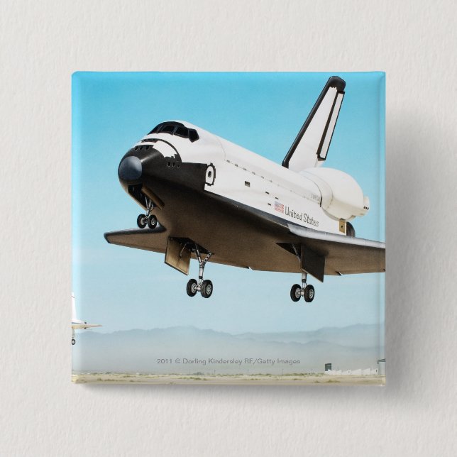 Digital illustration of Space Shuttle 2 Inch Square Button (Front)