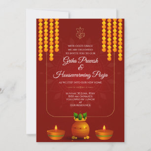 Digital Indian Housewarming invite Griha Shanti 