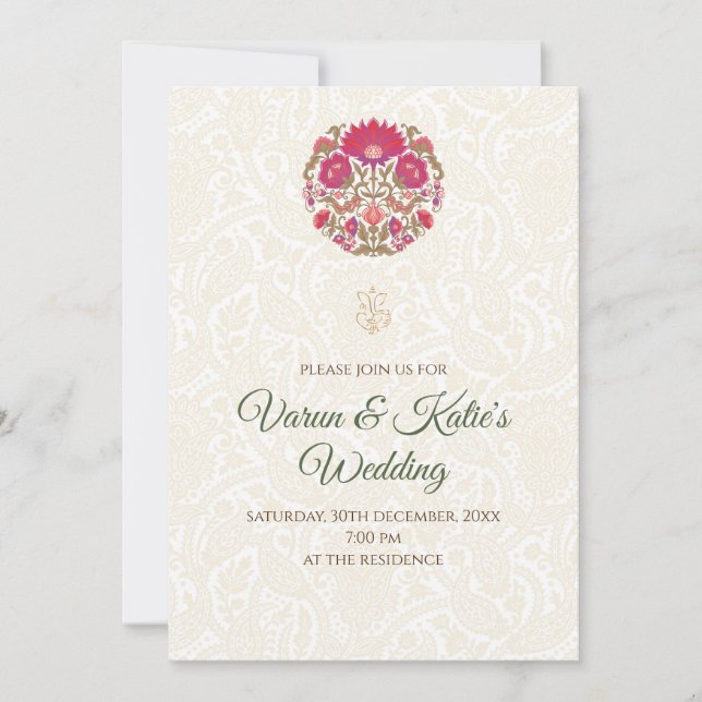 Digital Indian Wedding invite & invitations indien (Devant)