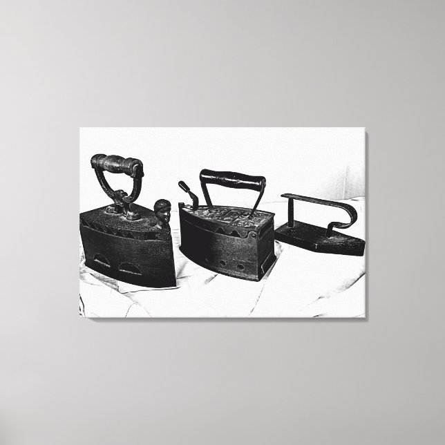 DIGITAL INK on three old irons on canvas print (Front)
