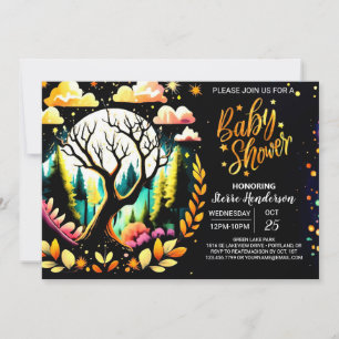 Digital Into the Woods Celebration Baby Shower Invitation