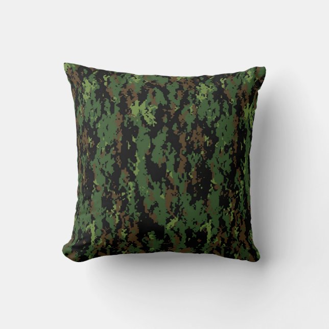Digital Jungle Camouflage Pattern Throw Pillow (Front)