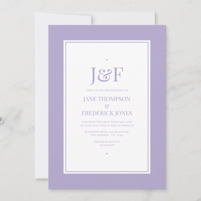 Digital Lavender Colour Wedding Invitation (Front)