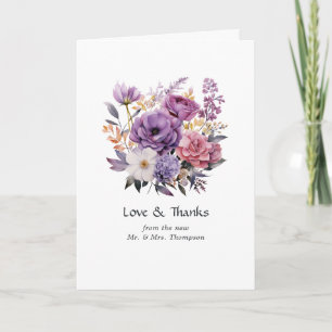 Digital Lavender Floral Wedding Thank You Card