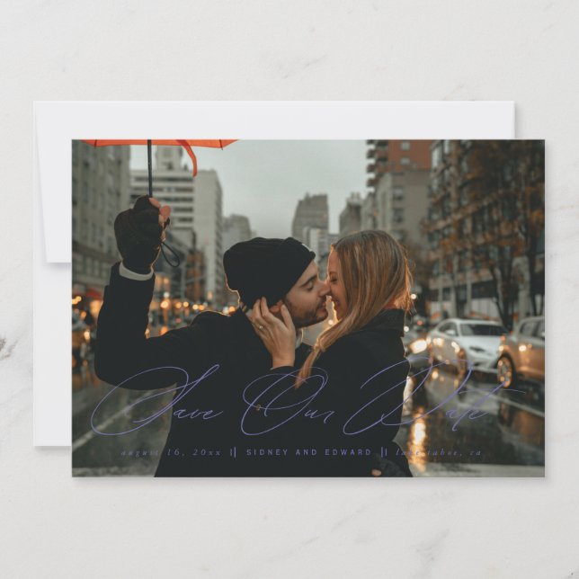 Digital Lavender Modern Save The Date Photo Invitation (Front)