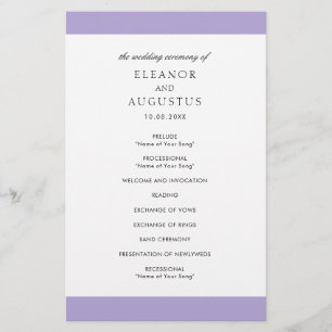 Digital Lavender Purple Budget Wedding Program