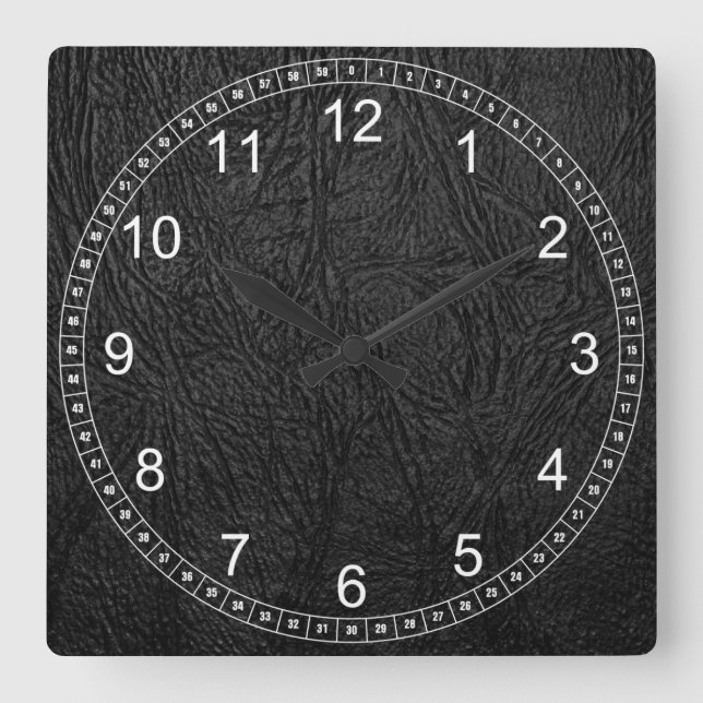 Digital Leather Square Wall Clock (Front)