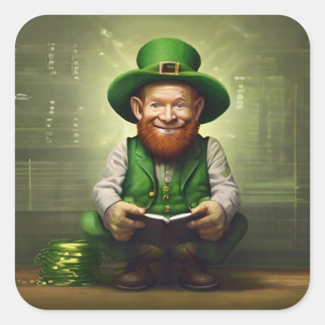 Digital Leprechaun Replechaun Square Sticker (Front)
