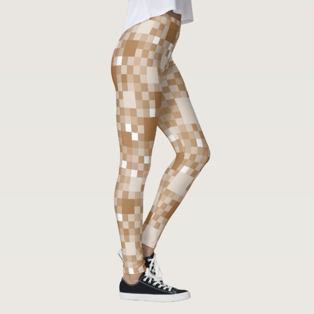 Digital Light Brown Pixelated Little Squares Leggings (Right)