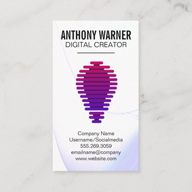Digital Light Bulb Logo  Business Card (Front)