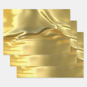 Digital Liquid Gold Wrapping Paper Sheet