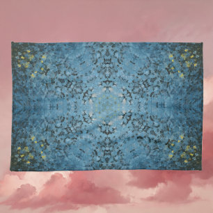 Digital Mandala Blue and Yellow Kitchen Towel