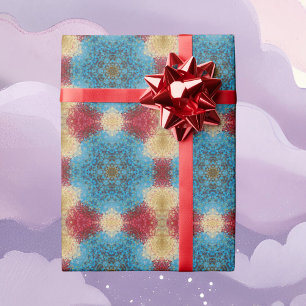 Digital Mandala Blue Red and Yellow Wrapping Paper