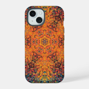 Digital Mandala Orange Blue and Yellow iPhone 15 Case