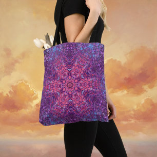 Digital Mandala Pink Purple and Blue Tote Bag