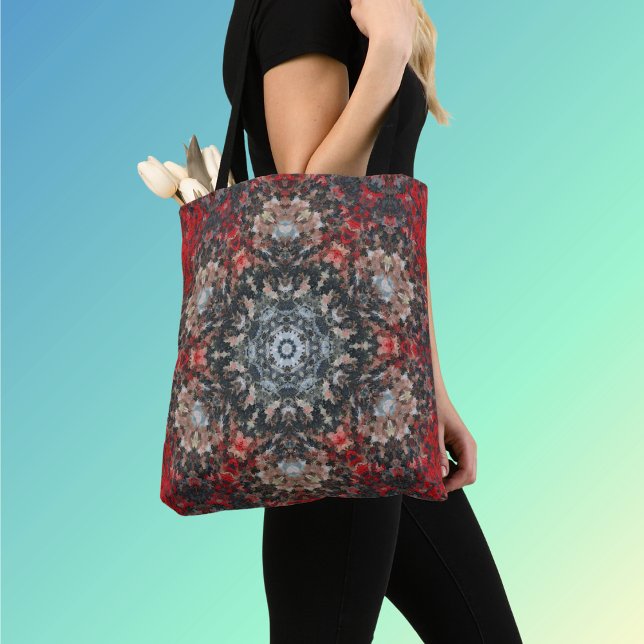 Digital Mandala Red and White Tote Bag (Creator Uploaded)