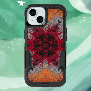 Digital Mandala Red Orange and Blue iPhone 15 Case