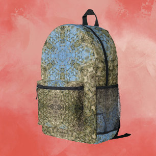 Digital Mandala Yellow and Blue Printed Backpack