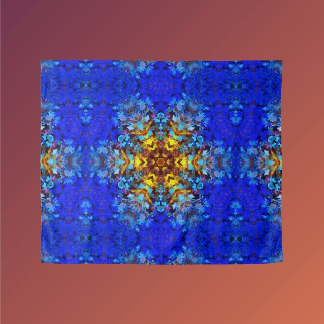 Digital Mandala Yellow and Blue Tapestry (Creator Uploaded)