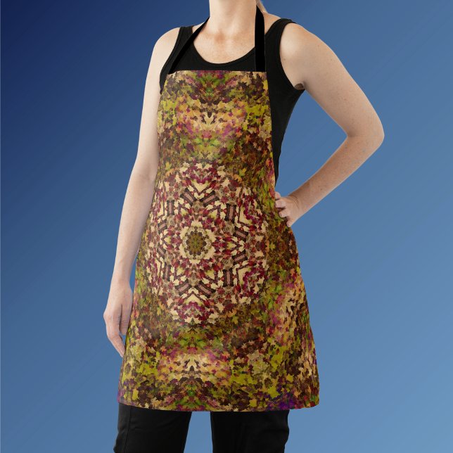 Digital Mandala Yellow Red and Purple Apron (Creator Uploaded)