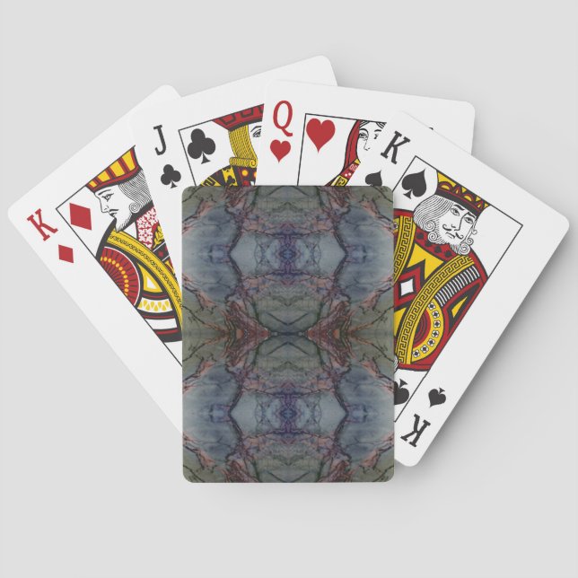 Digital Marble Blue Cast Pattern Playing Cards (Back)