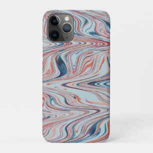 Digital marbling in azure and red tones iPhone 11 pro case