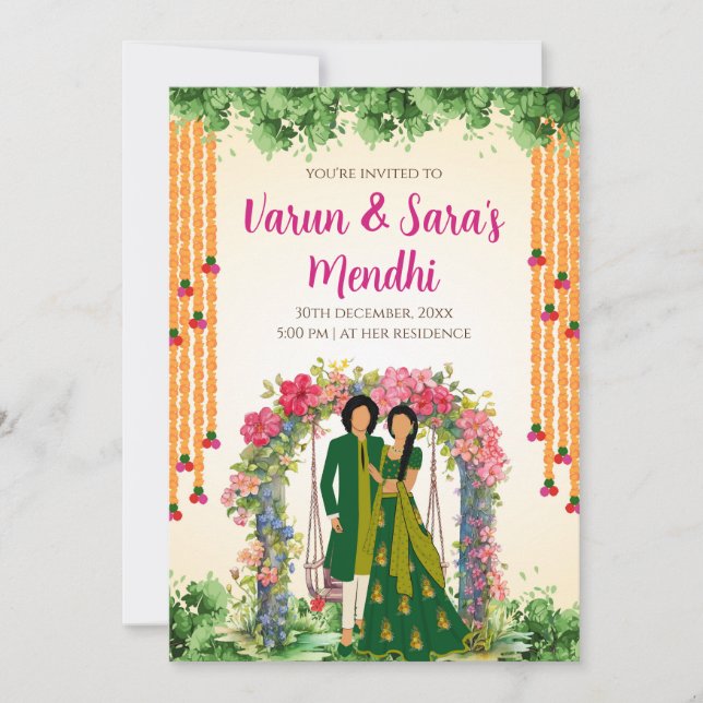 Digital Mehendi invitation & Wedding Mehndi invite (Front)