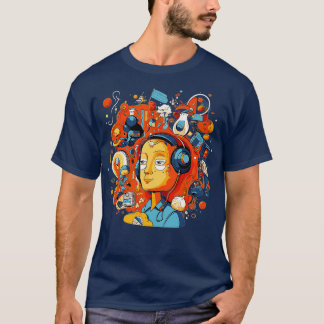 Digital Mind A Vibrant and Playful Illustration of T-Shirt