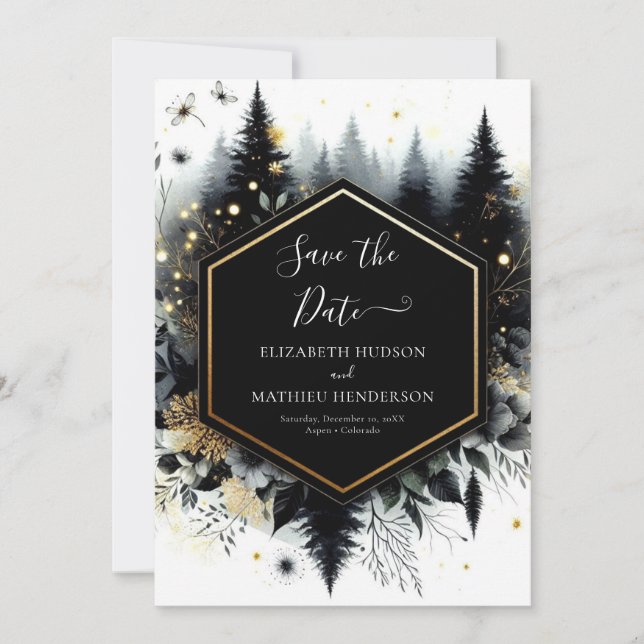 Digital Minimalist Enchanted Forest Wedding Save The Date (Front)