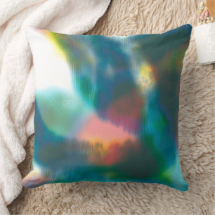 Digital mizzle over coloured stain, bluish bathing throw pillow