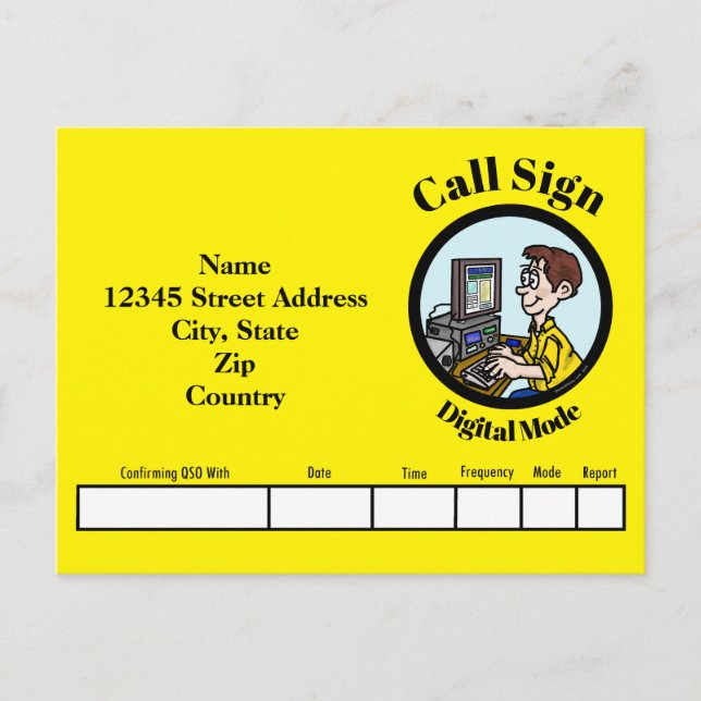 Digital Mode Ham Radio QSL Card (Front)