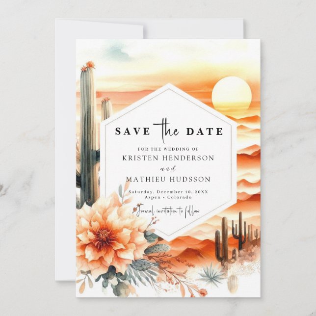  Digital Modern Cactus Wedding Save The Date (Front)