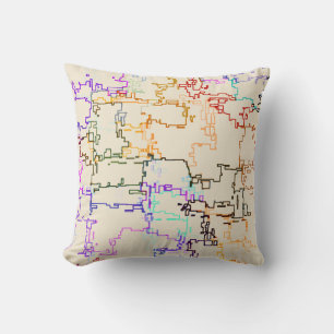 Digital Multicolor Abstract Line Pattern Throw Pillow