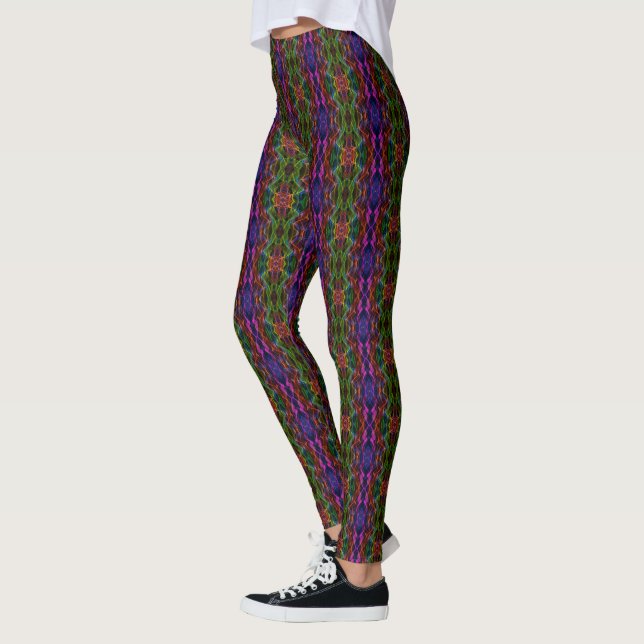 Digital Multicolored Retro Pattern Leggings (Left)