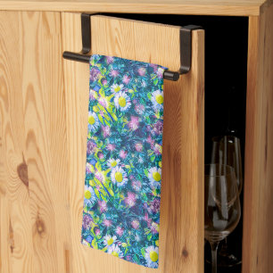 Digital Nature Floral, Daisy  Blues Kitchen Towel