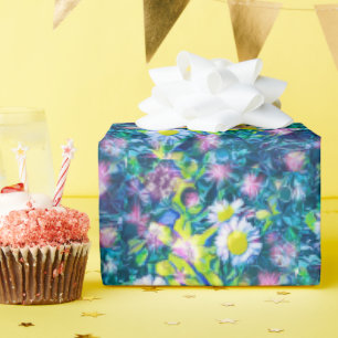 Digital Nature Floral, Daisy  Blues Wrapping Paper