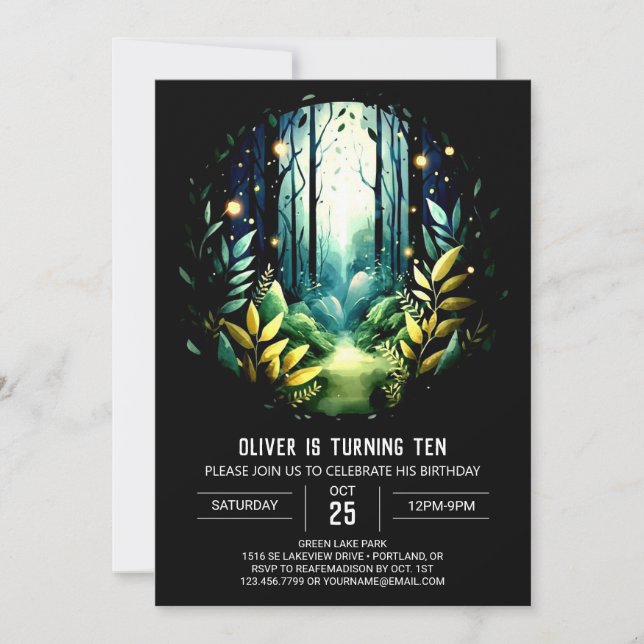 Digital Nature Online Woodland Birthday Invitation (Front)