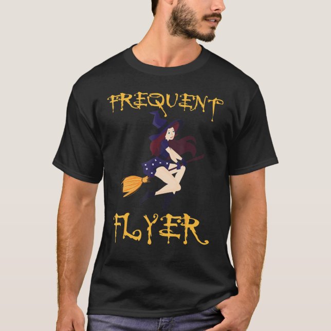 Digital Nomad Frequent Flyer Halloween Witch 3 T-Shirt (Front)