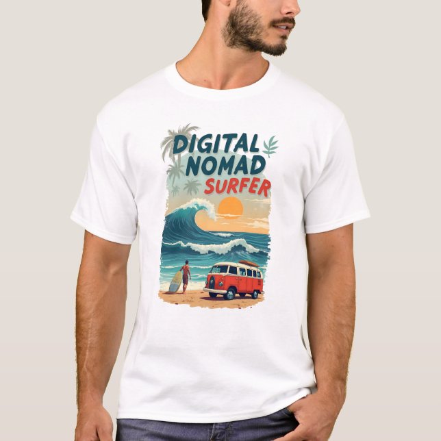 Digital Nomad Surfer Beach T-Shirt (Front)
