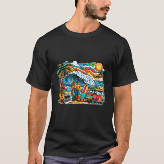 Digital Nomad Surfing Couple T-Shirt