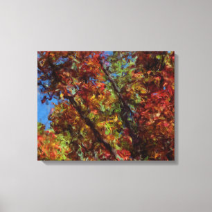 Digital Oil Painted Fall Trees Canvas Print