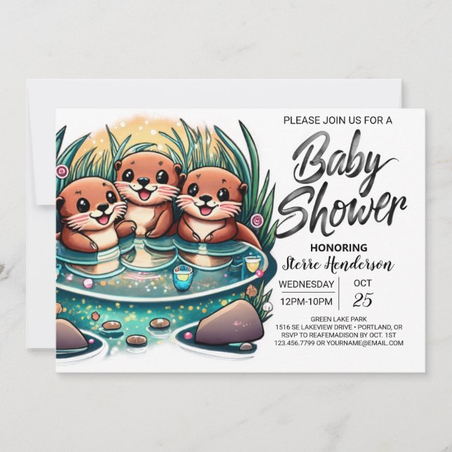 Digital Otter Joy Baby Shower Invitation (Front)