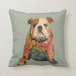 Digital Painted English Bulldog Throw Pillow