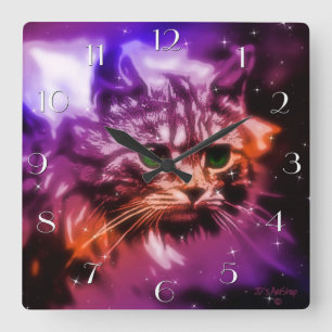 Digital Painting "Celestial Cat" Clock